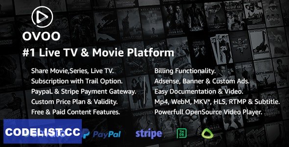 OVOO v3.3.2 – Live TV & Movie Portal CMS with Membership System – nulled