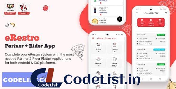 eRestro – Flutter Partner & Rider App for Multi Restaurant & Vendor – Food Ordering System v1.0