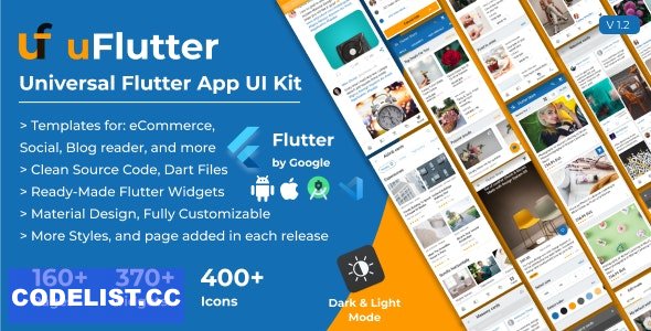 uFlutter v1.3 – Universal Flutter UI Kit – Biggest Kit Widgets & Templates Multipurpose Flutter Apps