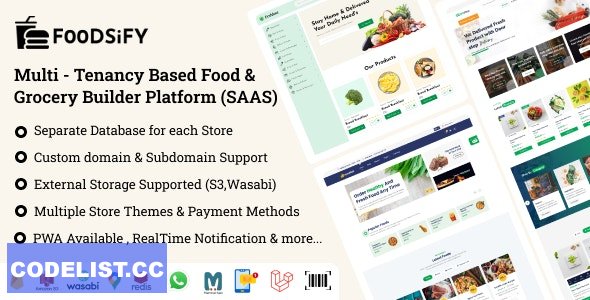 FOODSIFY v1.6 – Multitenancy Based Food Grocery & E-commerce Builder Platform (SAAS)