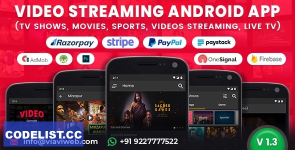 Video Streaming Android App v1.3 – TV Shows, Movies, Sports, Videos Streaming, Live TV