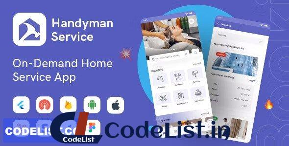 Handyman Service v11.7.2 – Flutter On-Demand Home Services App with Complete Solution