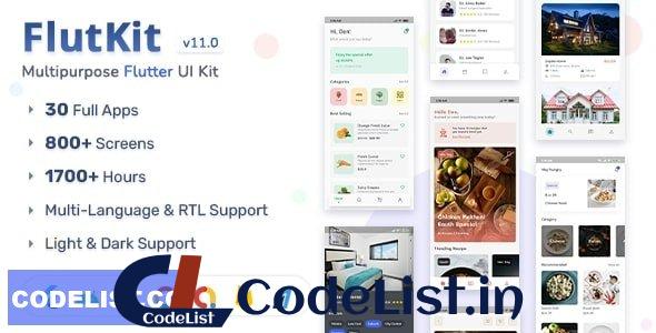 FlutKit v11.0 – Flutter UI Kit