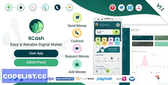 6Cash v4.0 – Digital Wallet Mobile App with Laravel Admin Panel – nulled