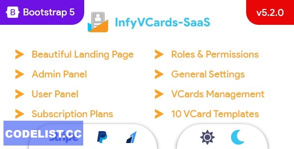 InfyVCards-SaaS v5.1.0 – Multi User Digital Business Card Builder SaaS – VCards