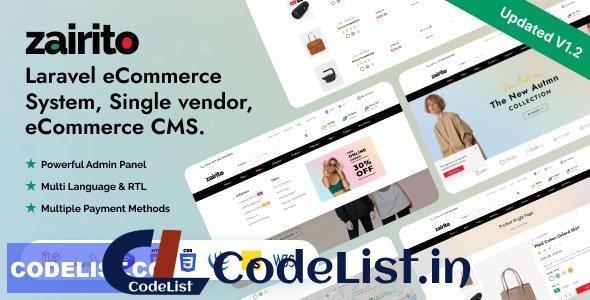 Zairito v1.8 – Laravel eCommerce System – Single vendor