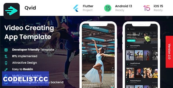 Qvid v3.0.0 – 2 App Template – Video Creating App Short Video App
