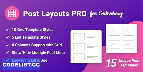 Post Layouts Pro for Gutenberg v1.0.2