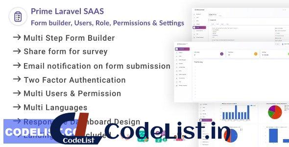 Prime Laravel Saas 1.0.6 – Form builder, Users, Role, Permissions & Settings