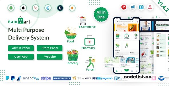 6amMart v1.4.2 – Multivendor Food, Grocery, eCommerce, Parcel, Pharmacy delivery app with Admin & Website