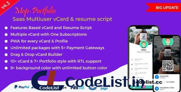 Mop v4.3 – SaaS vCard / Portfolio / Resume / Digital Business card – nulled