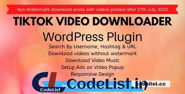 TikTok Video Downloader without Watermark v2.1.0 – WordPress Plugin