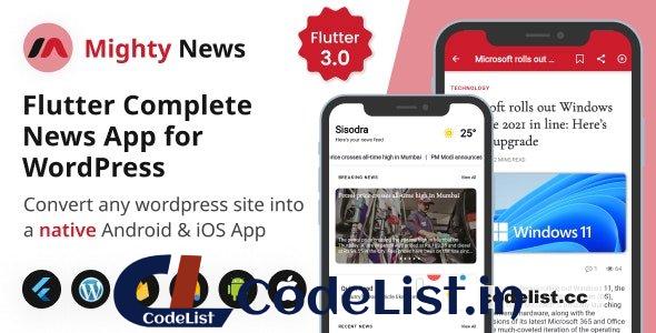 MightyNews v3.2.0 – Flutter News App with WordPress backend