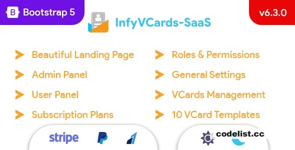 InfyVCards-SaaS v6.3.0 – Multi User Digital Business Card Builder SaaS – VCards