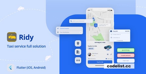 Ridy Flutter v2.5.6 – Full Taxi solution