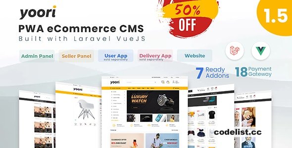 YOORI v1.5.1 – Laravel Vue Multi-Vendor PWA eCommerce CMS – nulled