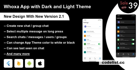 Whoxa v2.0.4 – Whatsapp Clone flutter App with Firebase (Audio/Video call)