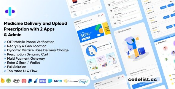 DrMedico v1.3 – On Demand Pharmacy Delivery with Medicine Delivery and Upload Prescription App with 2 Apps & Admin