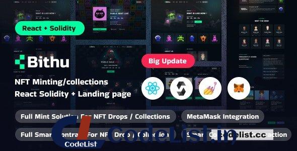 Bithu v1.0.0 – NFT Minting/Collection with Smart Contract (React JS+Solidity)