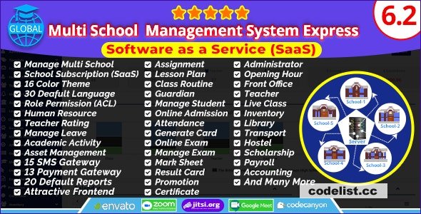 Global v6.2 – Multi School Management System Express – nulled