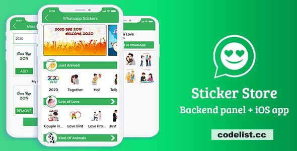 Sticker For Whatsapp v2.1 – Animated Sticker app for iOS (Admin Panel + iOS app + Web API + Database)