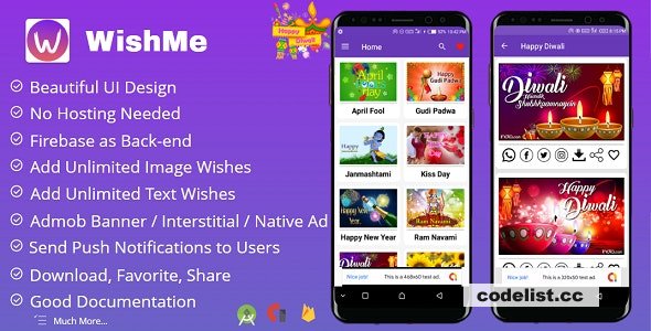 WishMe v1.5 – Festival Wishes Android App With Firebase Back-end