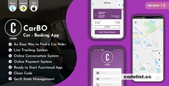 CarBo v1.0 – Online Car Booking Flutter App UI Kit