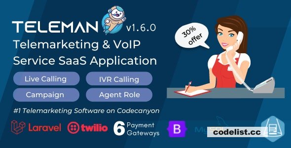 Teleman v1.6.0 – Telemarketing & VoIP Service SaaS Application