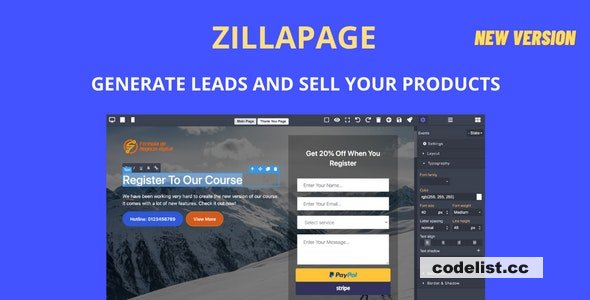 Zillapage v1.2.1 – Landing page and Ecommerce builder – nulled