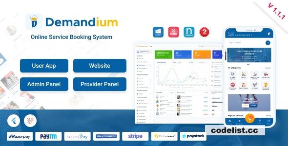 Demandium v1.1.1 – Multi Provider On Demand, Handyman, Home service App with admin panel – nulled