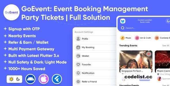 GoEvent v1.3 – Event Booking Management – Event Planner – Flutter Full Solution App