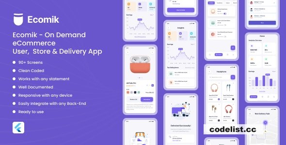 Ecomik v1.0 – Ecommerce Flutter App Template for User, Store and Delivery