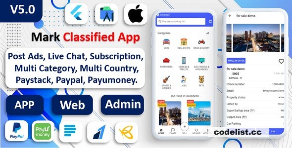 Mark Classified App v5.0 – Classified App Multi Payment Gateways Integrated