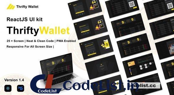 Thriftywallet v1.4 – ReactJS UI kit for Crypto Wallet ( Cryptocurrency), reward points, and FIAT currency