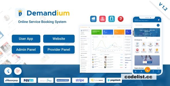 Demandium v2.2 – Multi Provider On Demand, Handyman, Home service App with admin panel – nulled