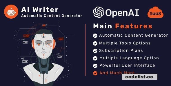 AI Writer SaaS v1.0 – Powerful Automatic Content Generator Tools & Writing Assistant