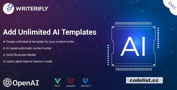 Writerifly v1.0.1 – OpenAI Writer Assistant With Dynamic Writing Templates (SAAS)