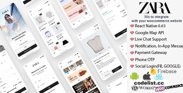 Zara App v1.0 – React Native Woocommerce