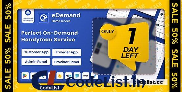 eDemand v1.4.0 – Multi Vendor On Demand Handy Services, Handyman with Flutter App & Admin panel