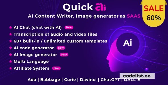 QuickAI OpenAI v2.2.1 – AI Writing Assistant and Content Creator as SaaS – nulled