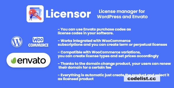 Licensor v1.0.1 – License manager for WooCommerce and Envato