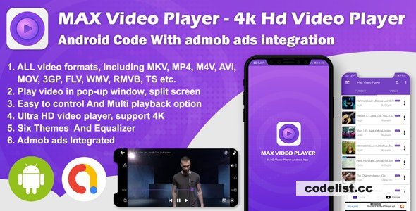 Android Max Player v2.0 – 4k HD Video Player with Admob Ads