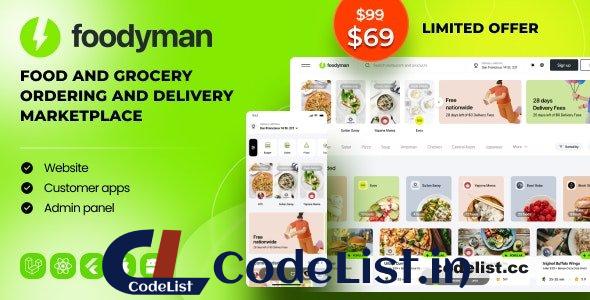 Foodyman v2024-22 – Multi-Restaurant Food and Grocery