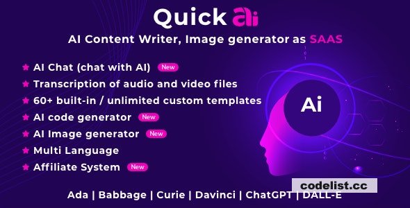 QuickAI OpenAI v2.8 – ChatGPT – AI Writing Assistant and Content Creator as SaaS – nulled