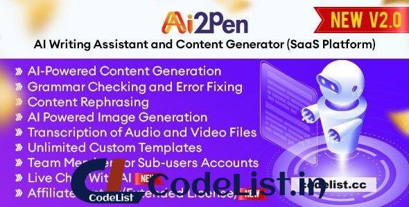 Ai2Pen v2.7 – AI Writing Assistant and Content Generator (SaaS Platform) – nulled