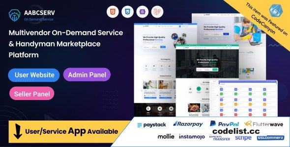 Aabcserv v1.3.0 – Multivendor On-Demand Service & Handyman Marketplace Platform