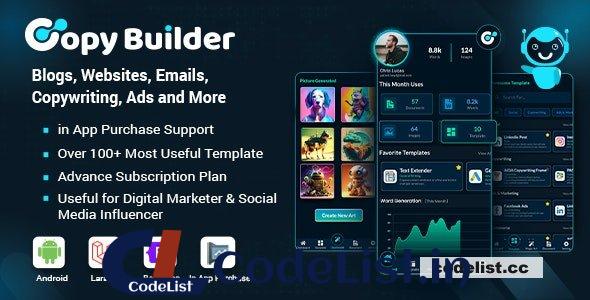 Copy Builder v2.0 – OpenAI ChatGPT AI Writing Assistant, AI Image Generator, and Content Creator as SaaS – nulled