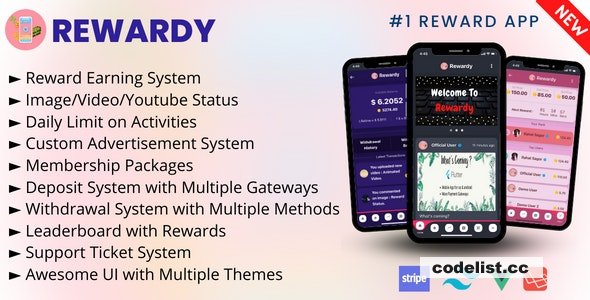 Rewardy v1.2 – Status App with Reward Points + PWA + Backend