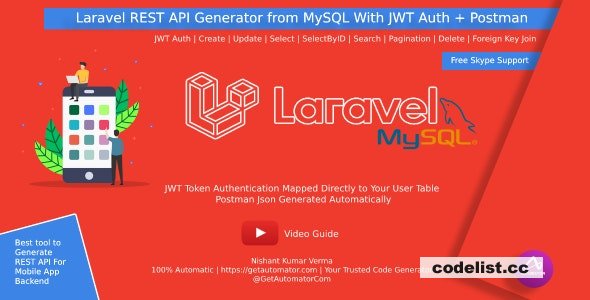 Laravel REST API Generator From MySQL With JWT Auth + Postman v3.0