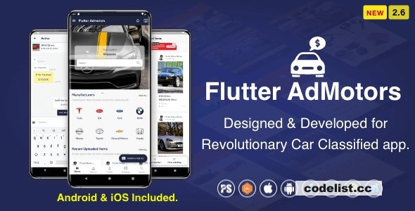 Flutter AdMotors For Car Classified BuySell iOS and Android App with Chat v2.6